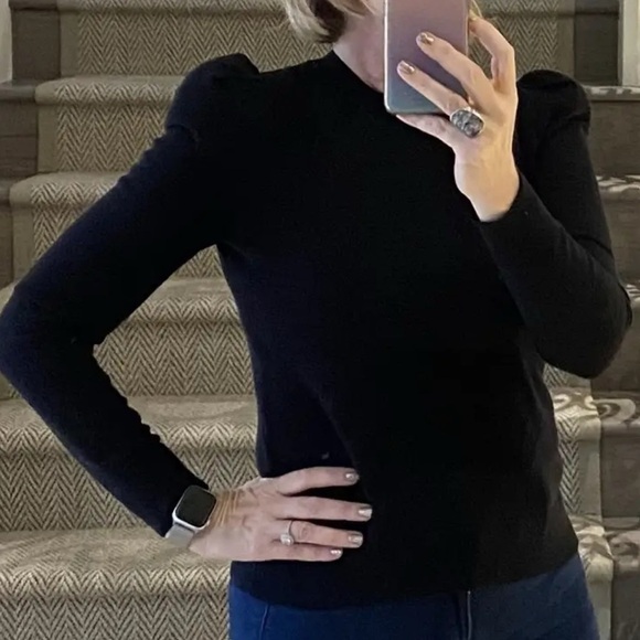 CO knit Black Puff Sleeve Sweater size small. - Picture 6 of 9